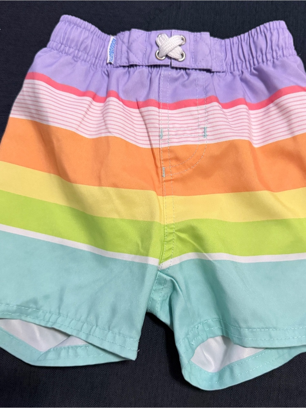 RuggedButts Pastel Rainbow Striped Swim Trunks Sz 3T